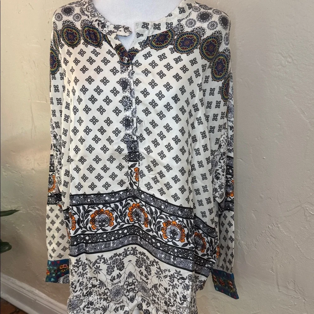 Johnny Was 100% Silk Tunic Cory Boxy Top